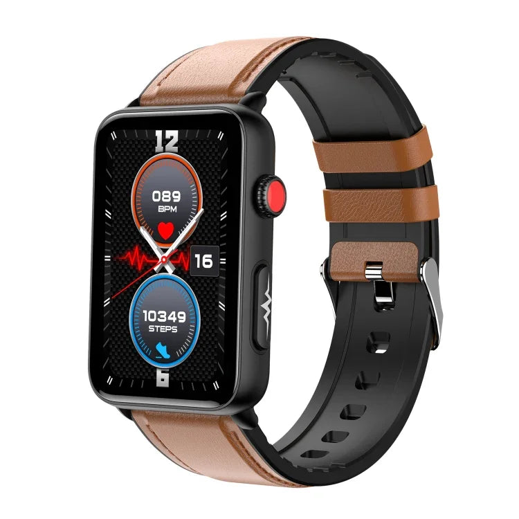 Smart Watch Ring ECG Temperature Heart Rate Blood Pressure Health Bluetooth Talking Watch, Black Silicone, Red Silicone, Blue Silicone, Black Leather, Brown Leather