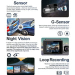 M700A 3 Channels Car Recorder 4K UHD Front+1080P Inside+2K Rear+GPS+WIFI Dash Cam, M700A