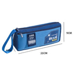 Retro Triangle Design Double-layer Handheld Pencil Case Student Stationery Bag