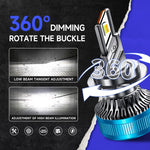 50W Three-color LED Double Copper Tube Aluminum Alloy Headlight, 9005, 9006, 9012, H1, H4, H7, H11