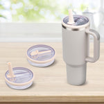 For Stanley 40oz Adventure Quencher Transparent Straw Lid Replacement Parts, Rose Red, 4pcs /Set White