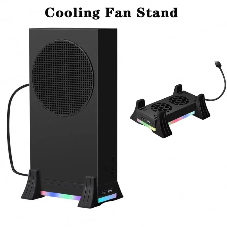 For XBOX Series S Console Base Cooling Fan Built-in LED Light Strip, Base Cooling Fan White, Base Cooling Fan Black
