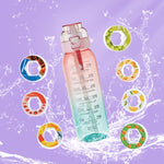 1000ml Large Capacity Fruity Water Bottle With 7 Flavor Rings Straw Drinking Cup Tritan Flavored Water Mug
