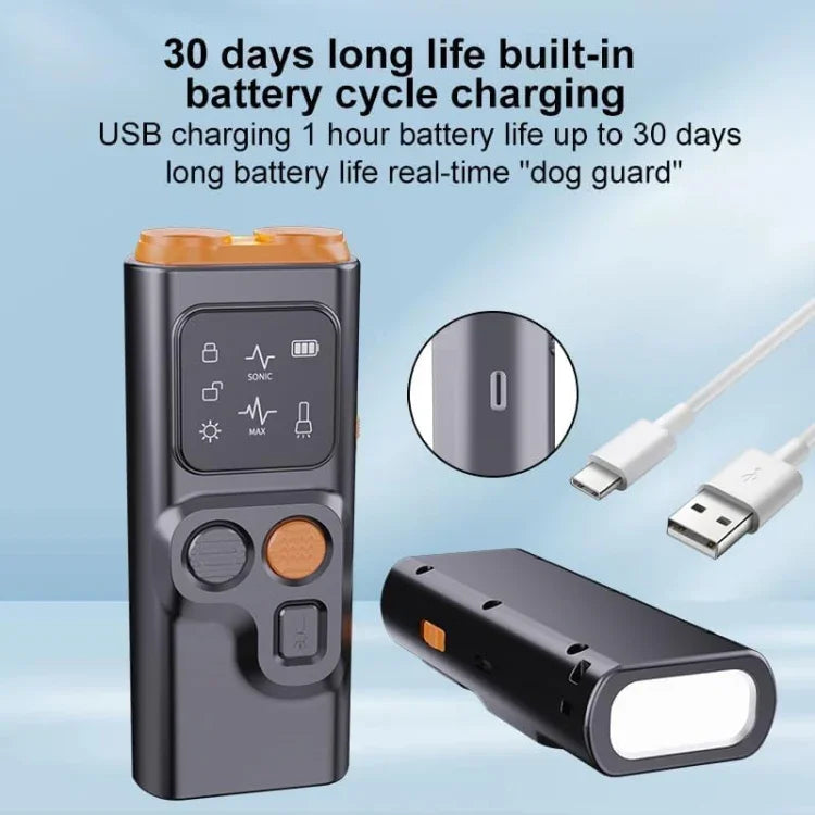 Ultrasonic Dual Head Dog Repeller Bark Stopper With High Power LED Flash Light, P7