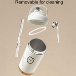 316 Stainless Steel Insulated Mug Portable Carry-On Dual Drink Coffee Cup With Straw, 500ml