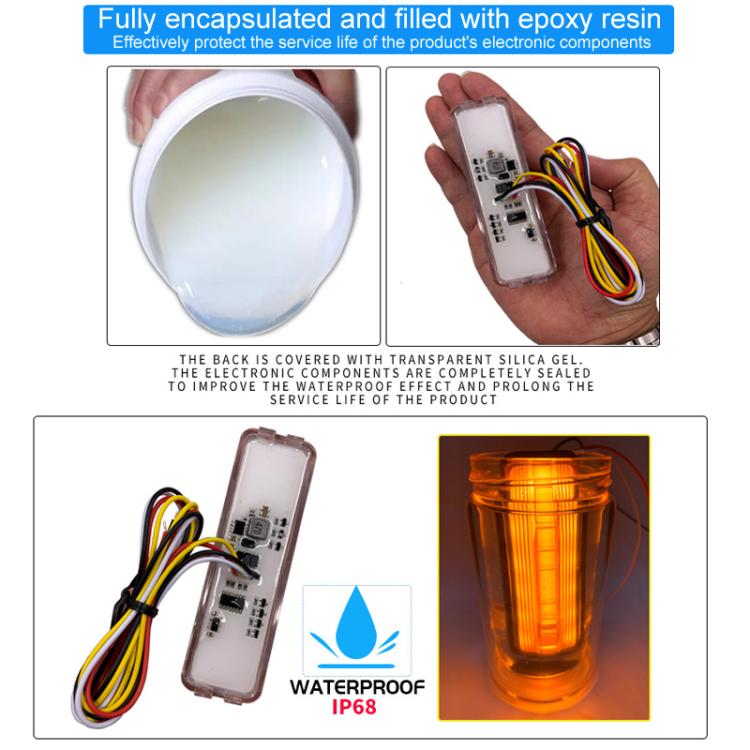 2pcs 28LED Bi-Color High Brake Tail Lights Turn Signal Lights For Sweeper / RV / Van / Truck Modification