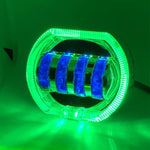 Motorcycle Electric Vehicle General Modification LED Headlight 4 Beads Double Lens Lamps, Blue Aperture+Red Devil Eye, Ice Blue Aperture+Red Devil Eye, Green Aperture+Red Devil Eye, Yellow Aperture+Red Devil Eye, White Aperture+Blue Devil Eye          ...