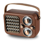 Retro Multifunctional Radio Bluetooth Speaker Handhled Audio Decoration Ornament, Wave Pattern, Horizontal Stripes, Woven Surface, Vertical Grid