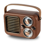 Retro Multifunctional Radio Bluetooth Speaker Handhled Audio Decoration Ornament, Wave Pattern, Horizontal Stripes, Woven Surface, Vertical Grid