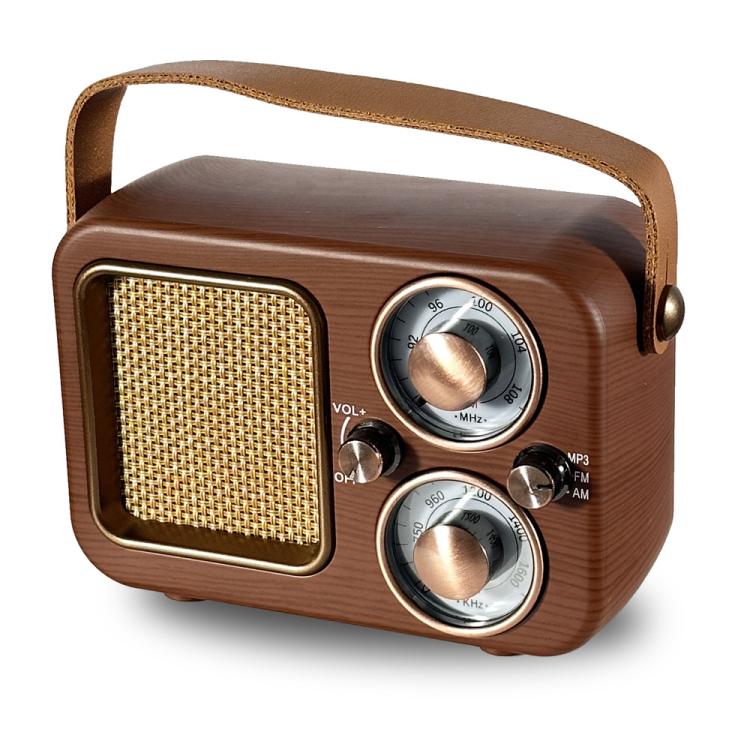 Retro Multifunctional Radio Bluetooth Speaker Handhled Audio Decoration Ornament, Wave Pattern, Horizontal Stripes, Woven Surface, Vertical Grid
