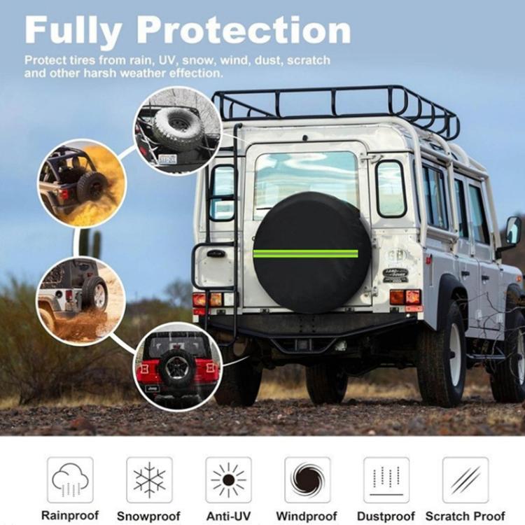 Thickened Imitation Leather Car Tire Protector Spare Tire Cover With Reflective Stripes, 14inch, 15inch, 16inch, 17inch