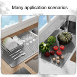 Large Silicone Stovetop Protective Mat Kitchen Countertop Dish Drainage Stain Prevention Pad, 71 x 50 x 0.3cm