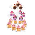 Acrylic Three-Tier Heart-Shaped Wedding Birthday Cupcake Stand, YX153