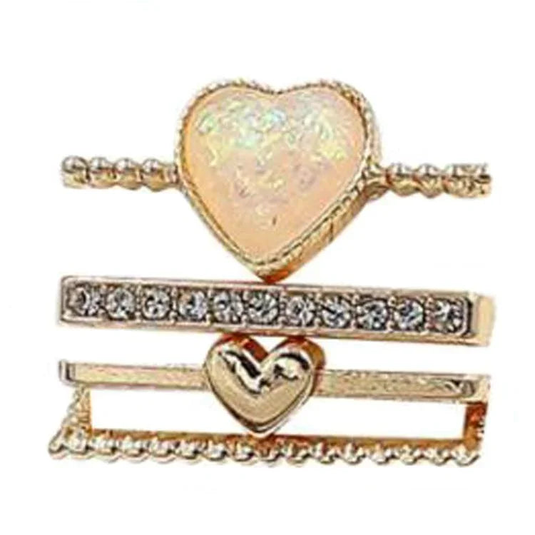 21mm Width Smart Watch Universal Silicone Band Heart Decorative Ring Metal Accessories, 4pcs / Set