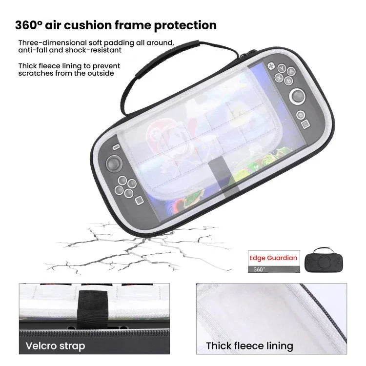 For Nintendo Switch 2 Storage Bag Portable O-Pattern Handbag, O-Pattern PU Black, O-Pattern Fabric Gray