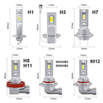 2pcs Mini 1:1 Direct Plug Car LED Headlight Bulb, H1, H3, H7, H11, 9005, 9006, H16, P13W, 9012
