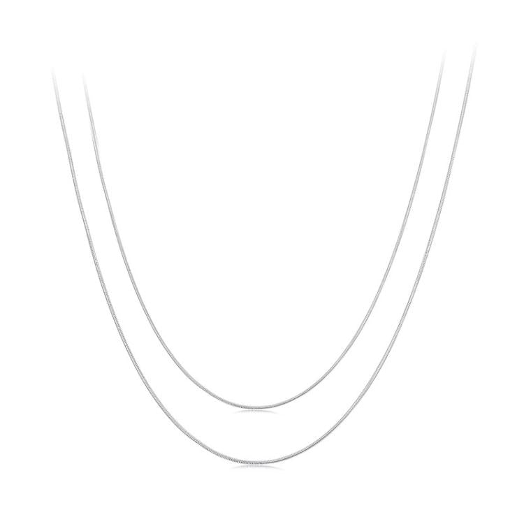 S925 Sterling Silver Platinum-Plated Snake Bone Basic Necklace, S Thickness 0.08cm