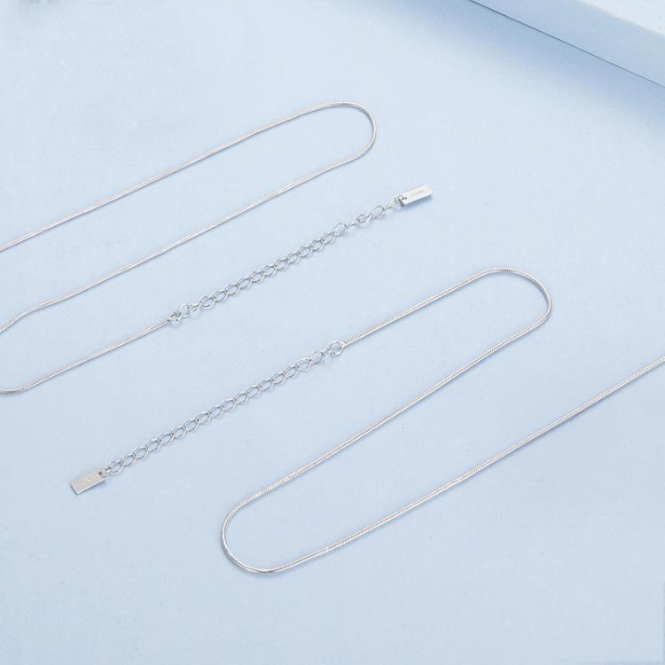 S925 Sterling Silver Platinum-Plated Snake Bone Basic Necklace, S Thickness 0.08cm