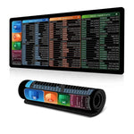 Keyboard Shortcut Desk Mat Mouse Pad Non-Slip Office Desk Pad With Computer Commands, 300x600x2mm, 300x600x3mm, 300x700x2mm, 300x700x3mm, 300x800x2mm, 300x800x3mm, 400x800x2mm, 400x800x3mm, 400x900x2mm, 400x900x3mm