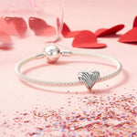 S925 Sterling Silver Oxidized Heart-shaped Bracelet Beads
