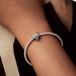 S925 Sterling Silver Oxidized Heart-shaped Bracelet Beads