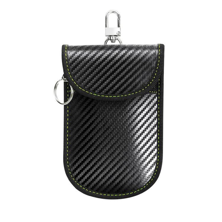 RFID Blocking Car Key Holder Anti-Skimming Carbon Fiber Key Case for Vehicles, Credit Cards & Electronics, Medium Red Line, Medium Green Line, Small Black Line