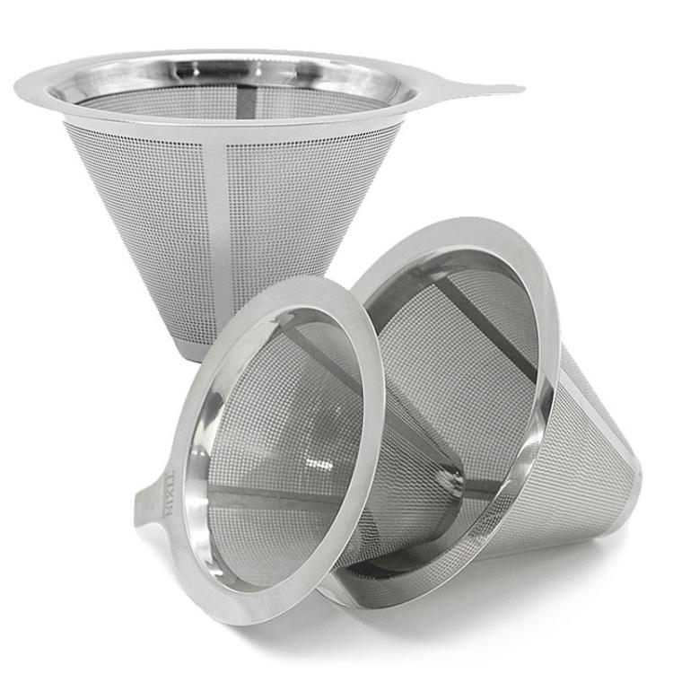 304 Stainless Steel Coffee Filter Reusable Mesh for Pour Over/Drip Coffee Maker, 1-2 Cups, 2-4 Cups, 4-6 Cups