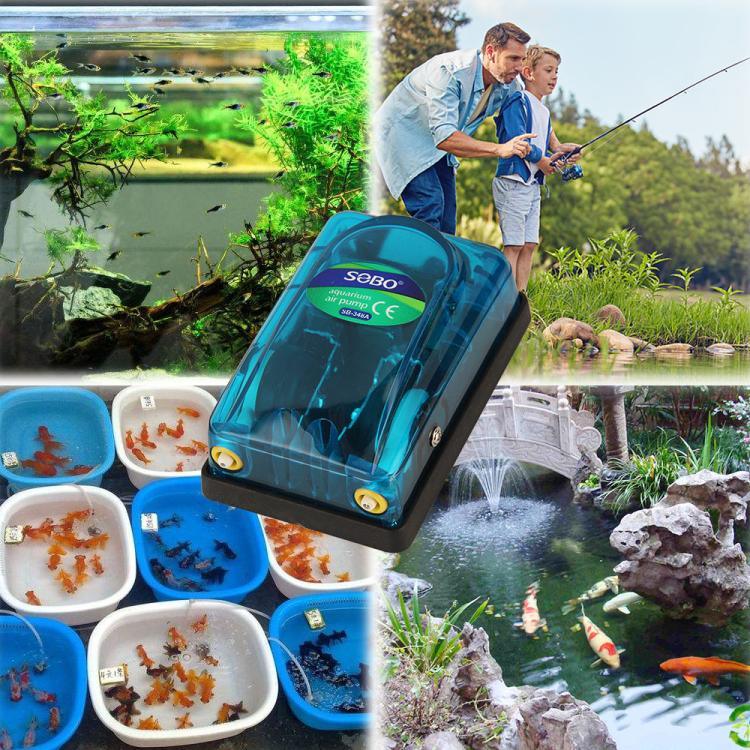220-240V Transparent Ultra-Quiet Aquarium Air Pump, SOBO SB-248A 3W Single-hole, SOBO SB-348A 5W Double-hole