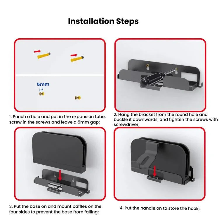 For Nintendo Switch 2 PGTECH GP-369 Game Consol Wall Mount Storage Rack With Handle Storage Hook