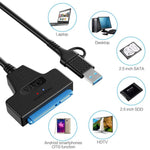 USB 3.0/USB-C to SATA 22-Pin Adapter Cable for 2.5-inch Laptop HDD/SSD, 25cm