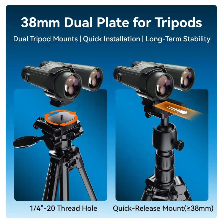 APEXEL BinoClamp Pro Quick-Release Binocular Mount Kit 360-degree Swivel Aluminum Binocular Holder, APL-F007