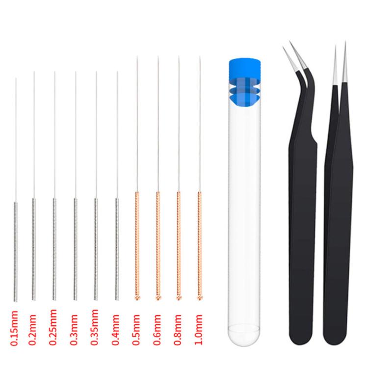 Wiper Nozzle Unclogging Needle Print Nozzle Cleaning Steel Needle, 10pcs /Set, 10pcs /Set+2 Tweezers