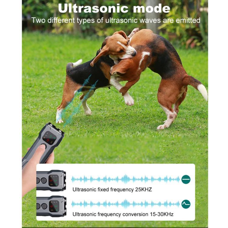 P9 Dual Head Ultrasonic Dog Deterrent Rechargeable Anti-Bark Device with Color Screen, LED Tail Light, P9