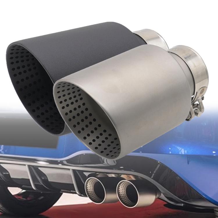 Car Inclined Stainless Steel Muffler Exhaust Pipe, 76x101mm Black, 76x101mm Silver, 76x114mm Black, 76x114mm Silver
