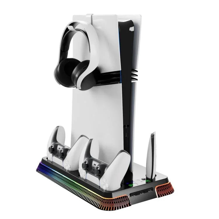 For PS5 Pro / PS5 Slim / PS5 Multifunctional Cooling Base With Dual Handle Charging Dock, YH66S Piano Style With Colorful Light White, YH66S Piano Style With Colorful Light Black, YH66 White, YH66 Black White, YH66 Black