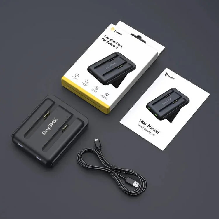 For Nintendo Switch 2 Joy-Con EasySMX Charging Dock with Adjustable Kickstand Dual Controller Charger Station