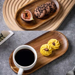 Cassia Wood Tea Tray Fruit Dessert Plate, Ellipse Small, Ellipse Medium, Ellipse Large, Square Small, Square Large