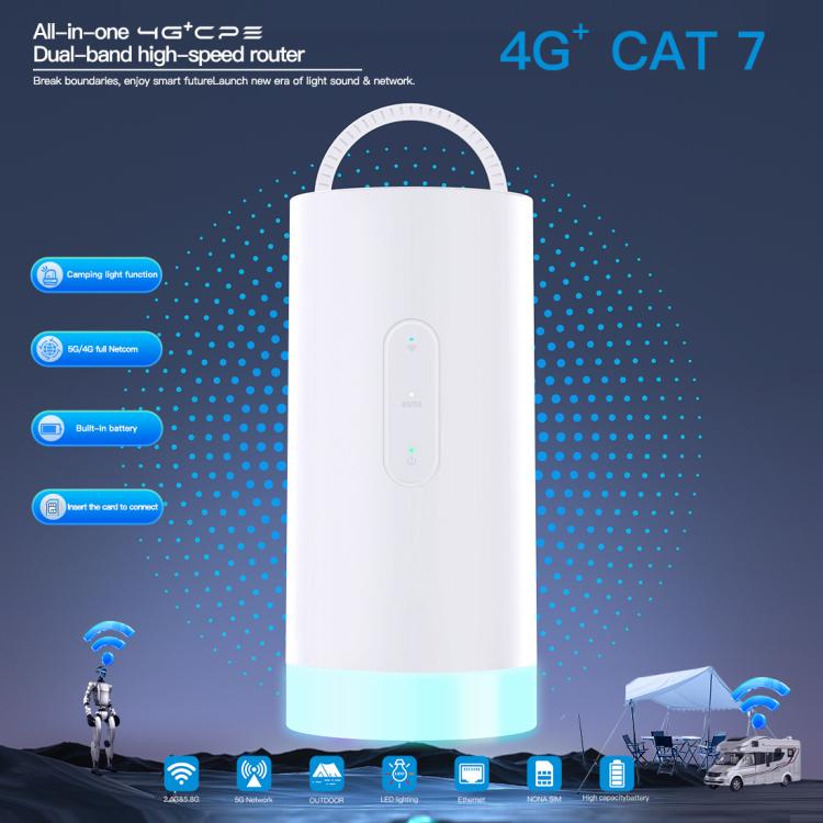 CAF902 4G CPE CAT7 SIM Card Router Colorful Camping Light Outdoor LTE Portable WiFi Hotspot, EU Plug, CAF902