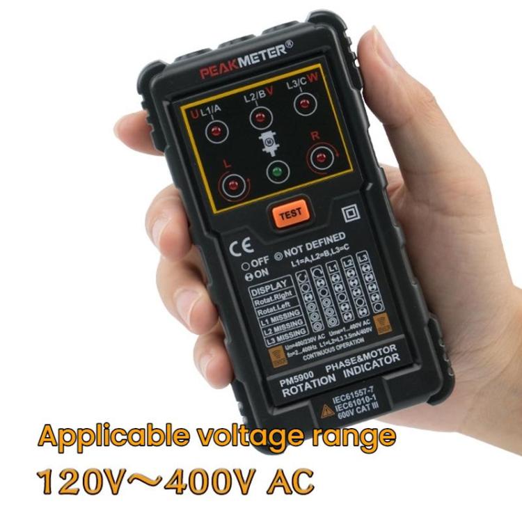 PEAKMETER Three-phase AC Motor Rotation Phase Sequence Tester, PM5900