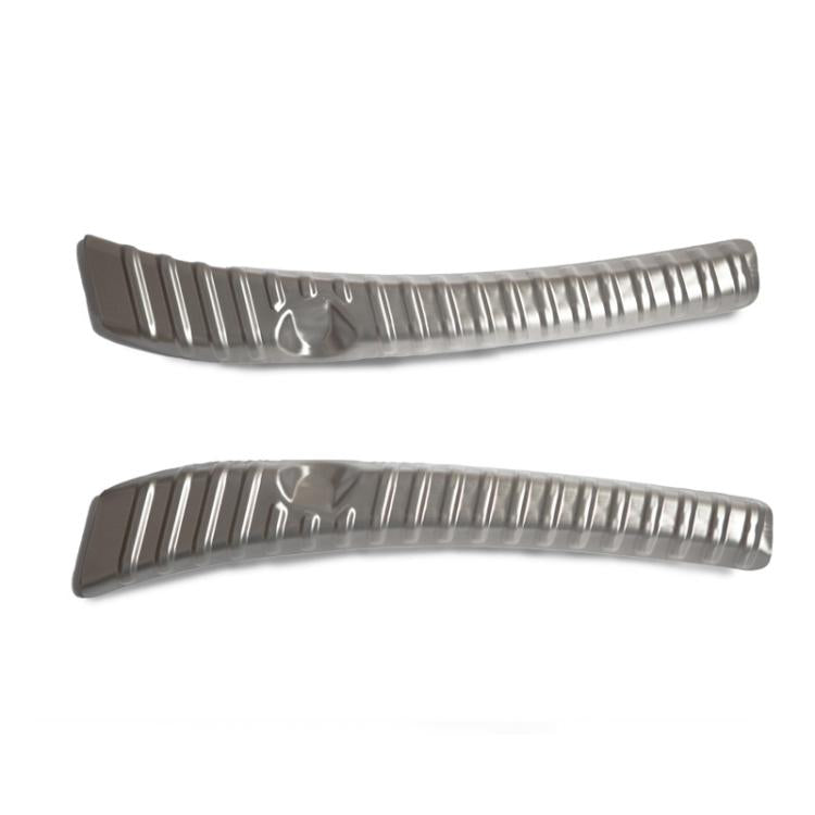 For Tesla 2024+ Model 3 Highland Stainless Steel Trunk Sill Guard, Carbon Fiber Texture, Black Brushed Finish, Silver