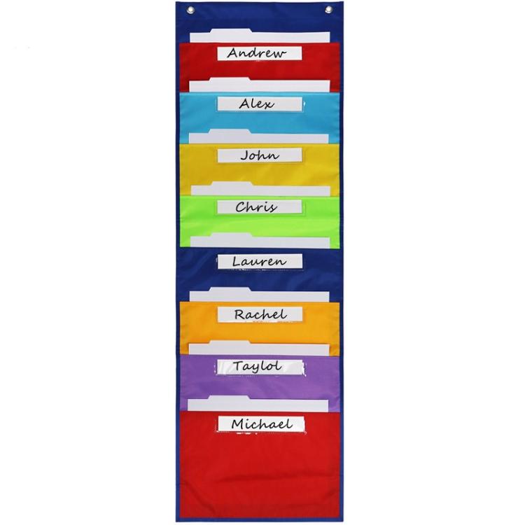 Rainbow File Book Magazine Storage Wall Mount Bag, 8 Pockets