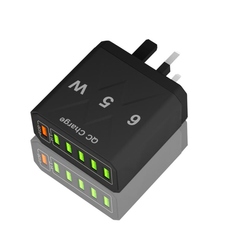 65W 6USB Ports QC3.0 Fast Charging Cell Phone Charger, EU Plug (Black), EU Plug (White), US Plug (Black), US Plug (White), UK Plug (Black), UK Plug (White)