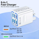 BK321 6USB Multi-port Fast Charging Phone Charger, EU Plug (Black), EU Plug (White), EU Plug (Yellow), US Plug (Black), US Plug (White), US Plug (Yellow), UK Plug (Black), UK Plug (White), UK Plug (Yellow)