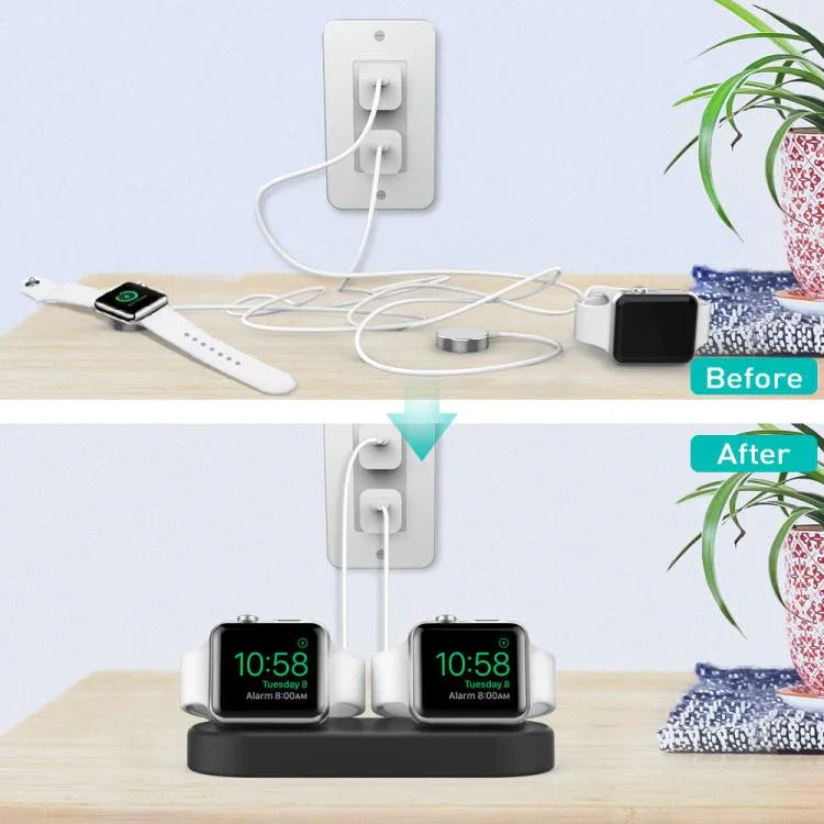 For Apple Watch / Earphone AhaStyle DD97 Storage Base 2 In 1 Desktop Charging Silicone Dock