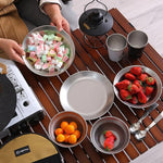 Outdoor Stainless Steel Dinner Plate Set Camping Portable BBQ Plate, With Storage Bag, AOTU AT6438-1 4pcs /Set, AOTU AT6438-1 8pcs /Set, AOTU AT6438-1 12pcs /Set, AOTU AT6438-1 16pcs /Set