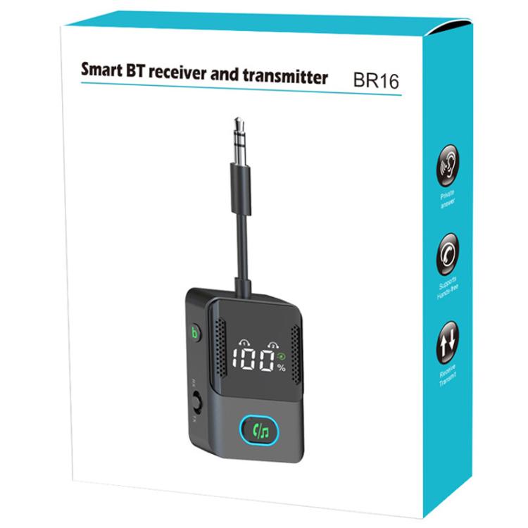 BR16 Car Bluetooth Dual-Microphone Receiver-Transmitter Long Lasting Audio Adapter, BR16