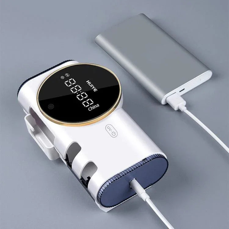 HUIYE UV Toothbrush And Razor Sanitizer Drying Box With LCD Display Wall-Mounted No-Drill Electric Toothbrush Sterilizer