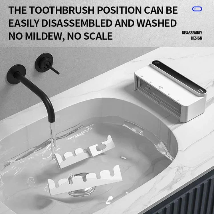 Smart UV Toothbrush Sterilizer and Dryer with Human Sensor, Time Display, USB-C Fast Charging, No-Drill Wall-Mounted Holder