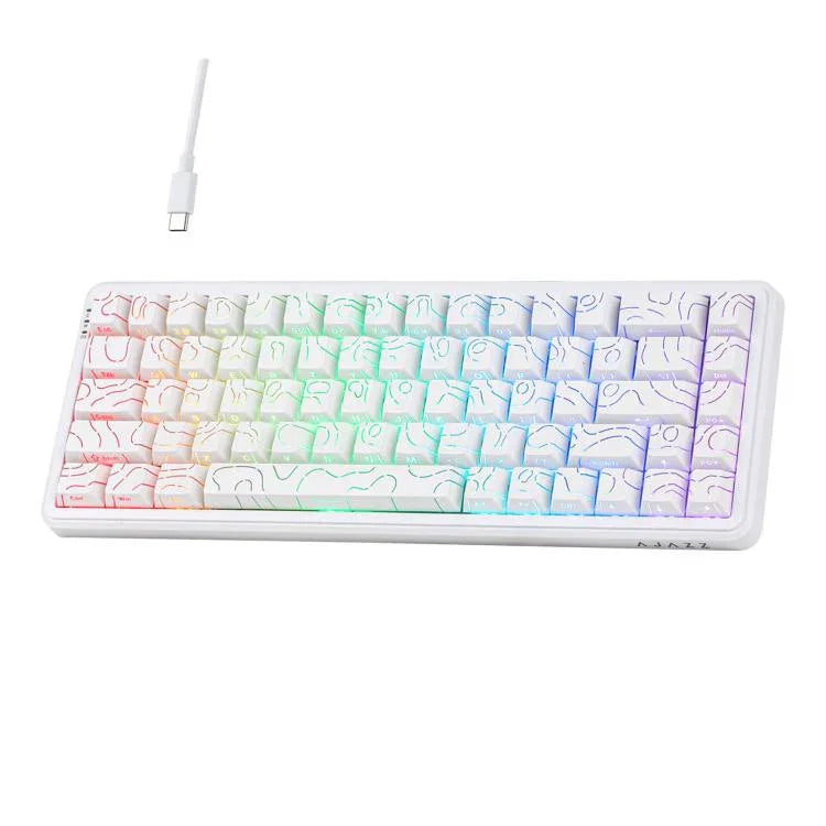Ajazz AK680 MAX Magnetic Shaft Mechanical Wired Keyboard With RGB Light, Black, White, Black Gray Yellow, Blue White Dark Blue, Side Engraving Gradient Pink, Contour Line Black, Contour Line White