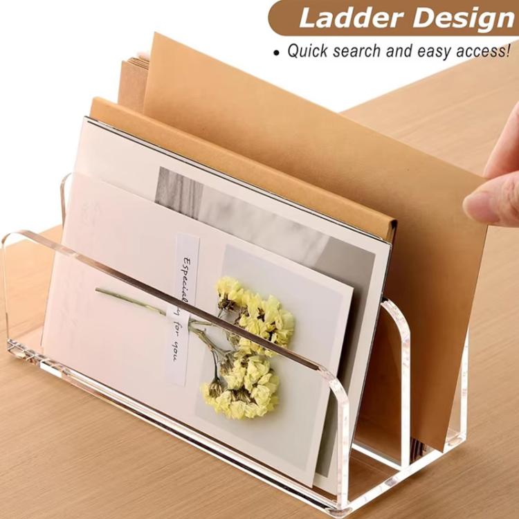 Acrylic Desk Organizer Box File Rack, Single, Double
